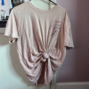 It’s pink and it says “listen to your mother”